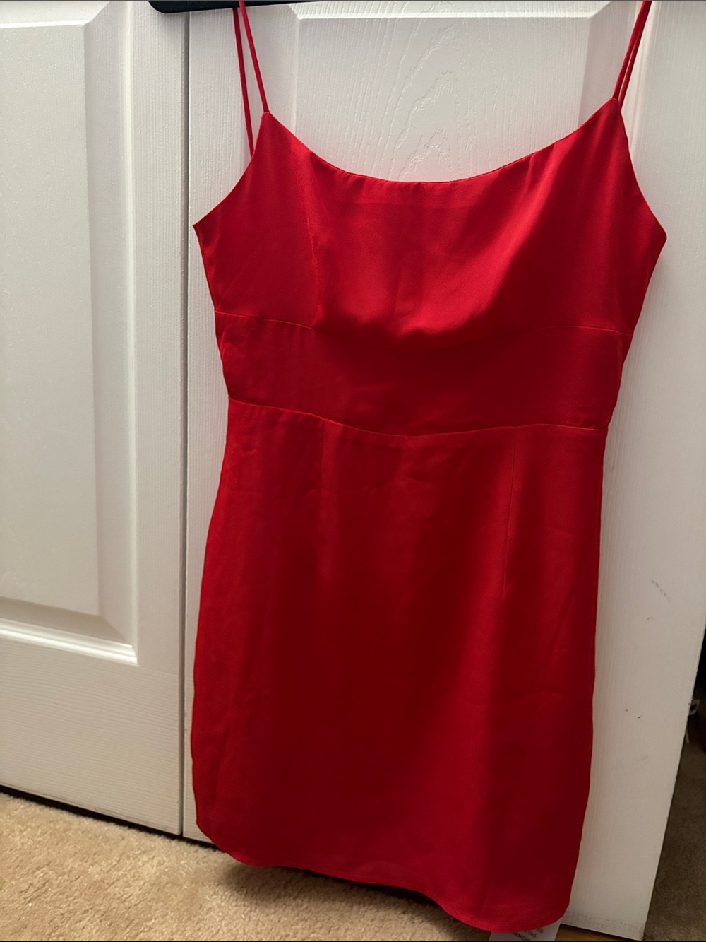 superdown Red Satin Spaghetti Strap Mini Dress